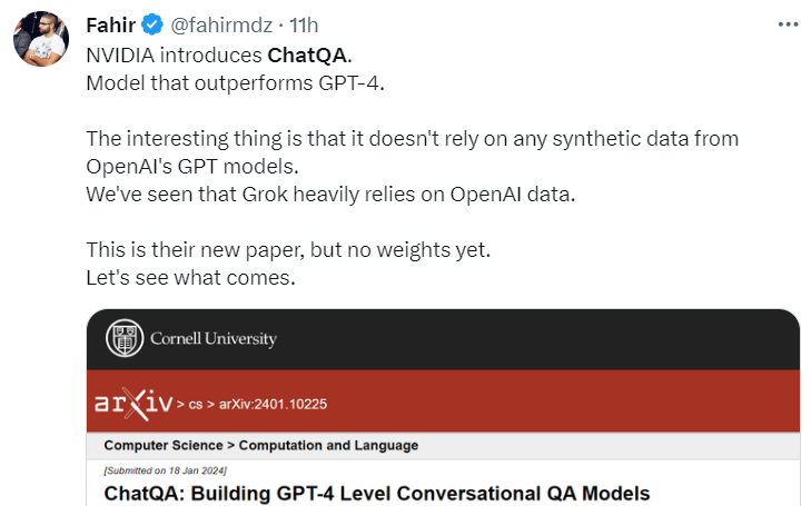 英伟达新对话QA模型准确度超GPT-4，却遭吐槽：无权重代码意义不大