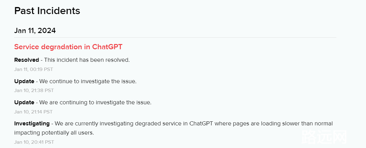 OpenAI：ChatGPT 服务降级问题已得到解决